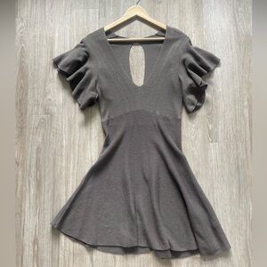 Free People Brown Knit Flutter Sleeve Mini Dress Size S